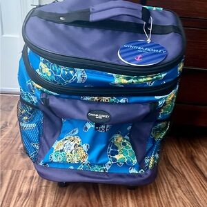 Cynthia Rowley Blue Turtle Print Rolling Backpack